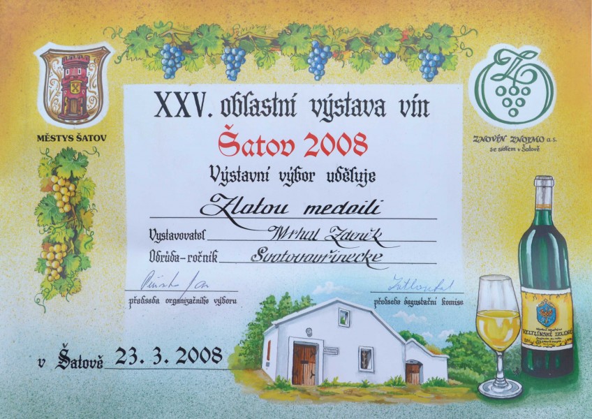 Zlatá medaile – Šatov 2008
