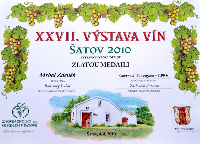 Zlatá medaile – Šatov 2010