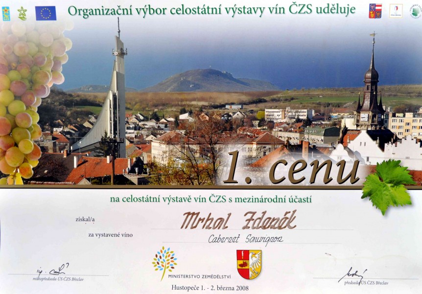 1. cena – celostátní výstava vín